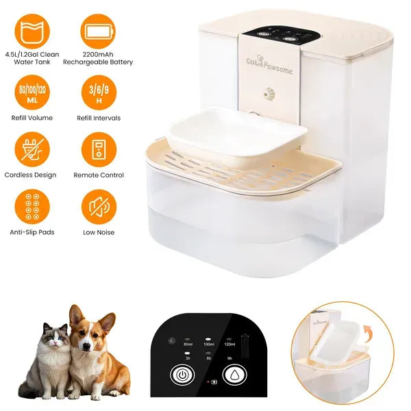 Smart cordless pet water fountain with cat and dog