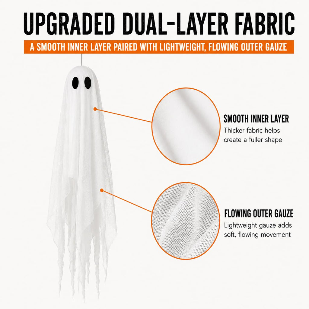 2 Pack 5 Ft Large Light Up Ghost Decor - Halloween Decorations Outdoor