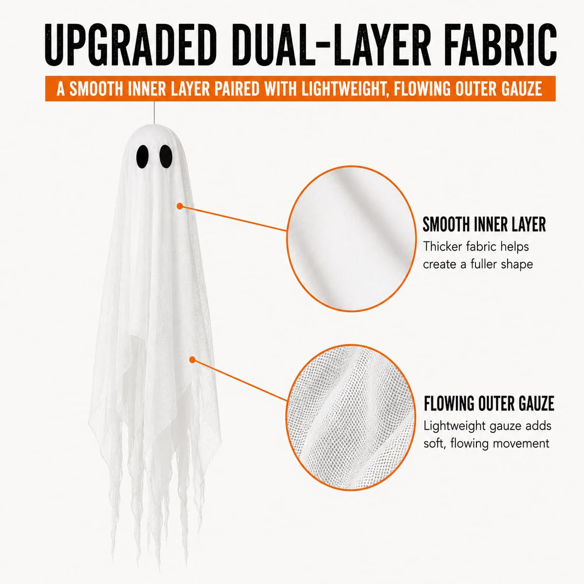 2 Pack 5 Ft Large Light Up Ghost Decor - Halloween Decorations Outdoor