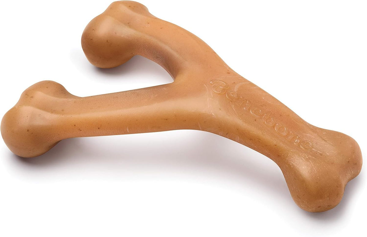 Benebone Wishbone Dog Chew Toy for Aggressive Chewers, Real Bacon, Medium