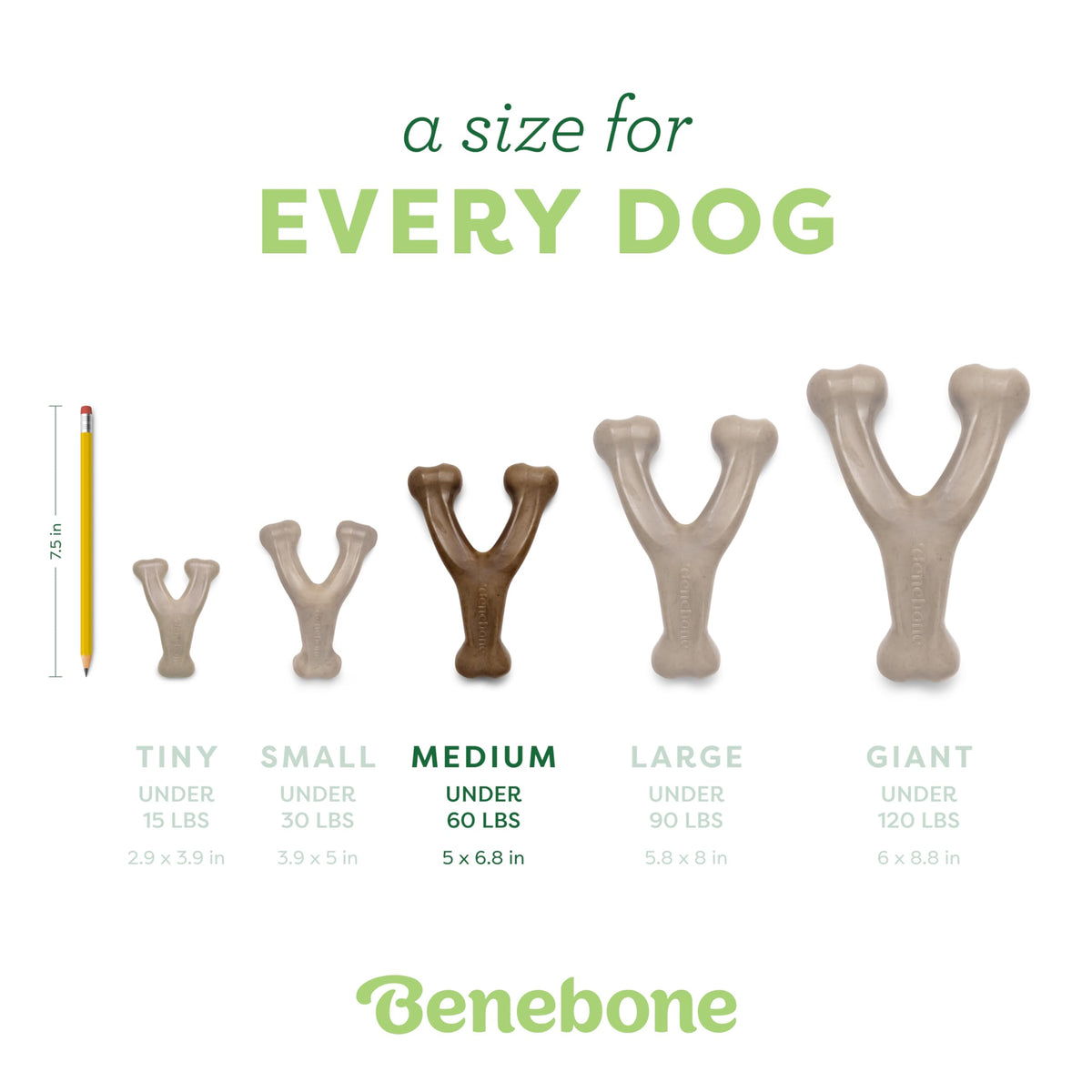 Benebone Wishbone Dog Chew Toy for Aggressive Chewers, Real Bacon, Medium