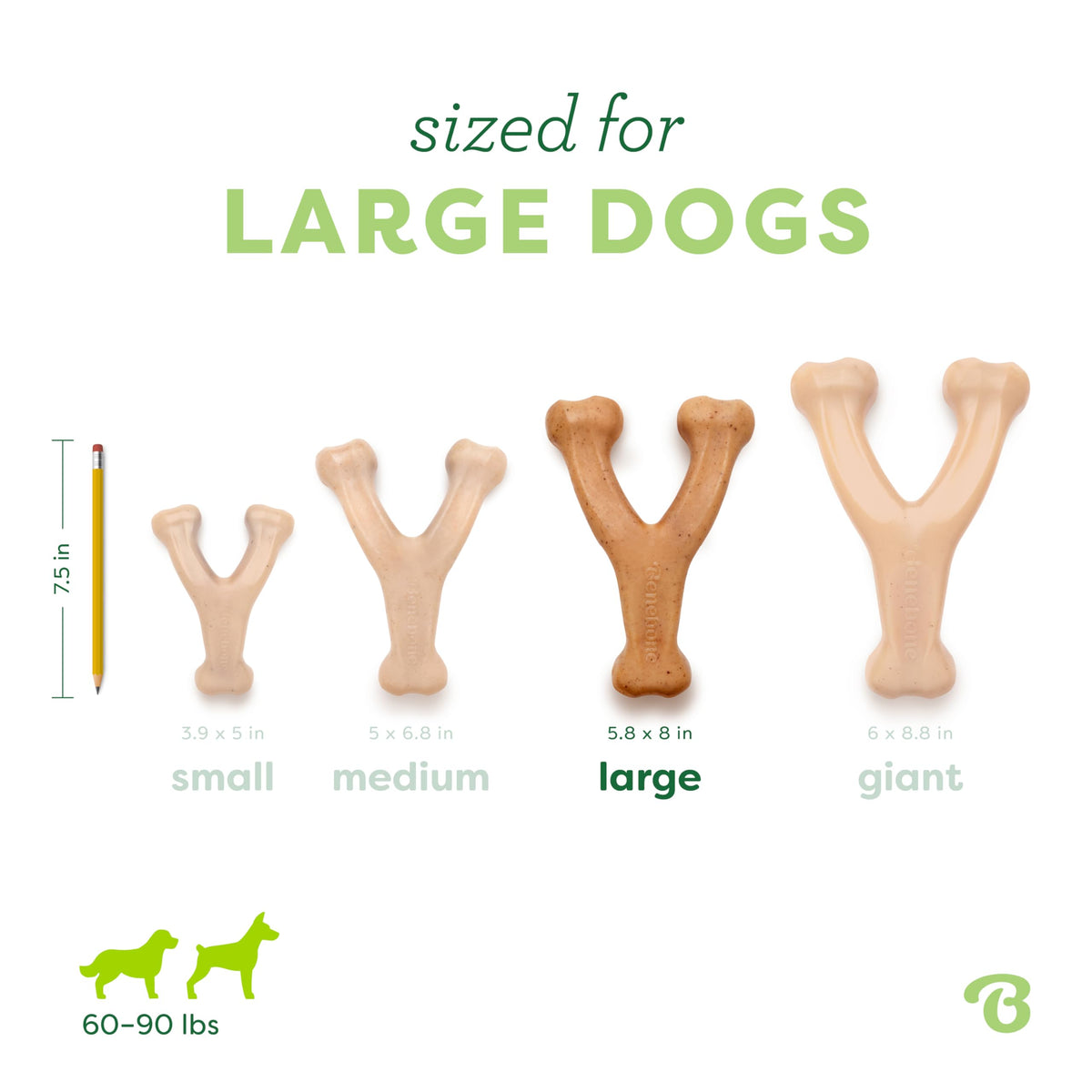 Benebone Wishbone Dog Chew Toy for Aggressive Chewers, Real Bacon, Medium