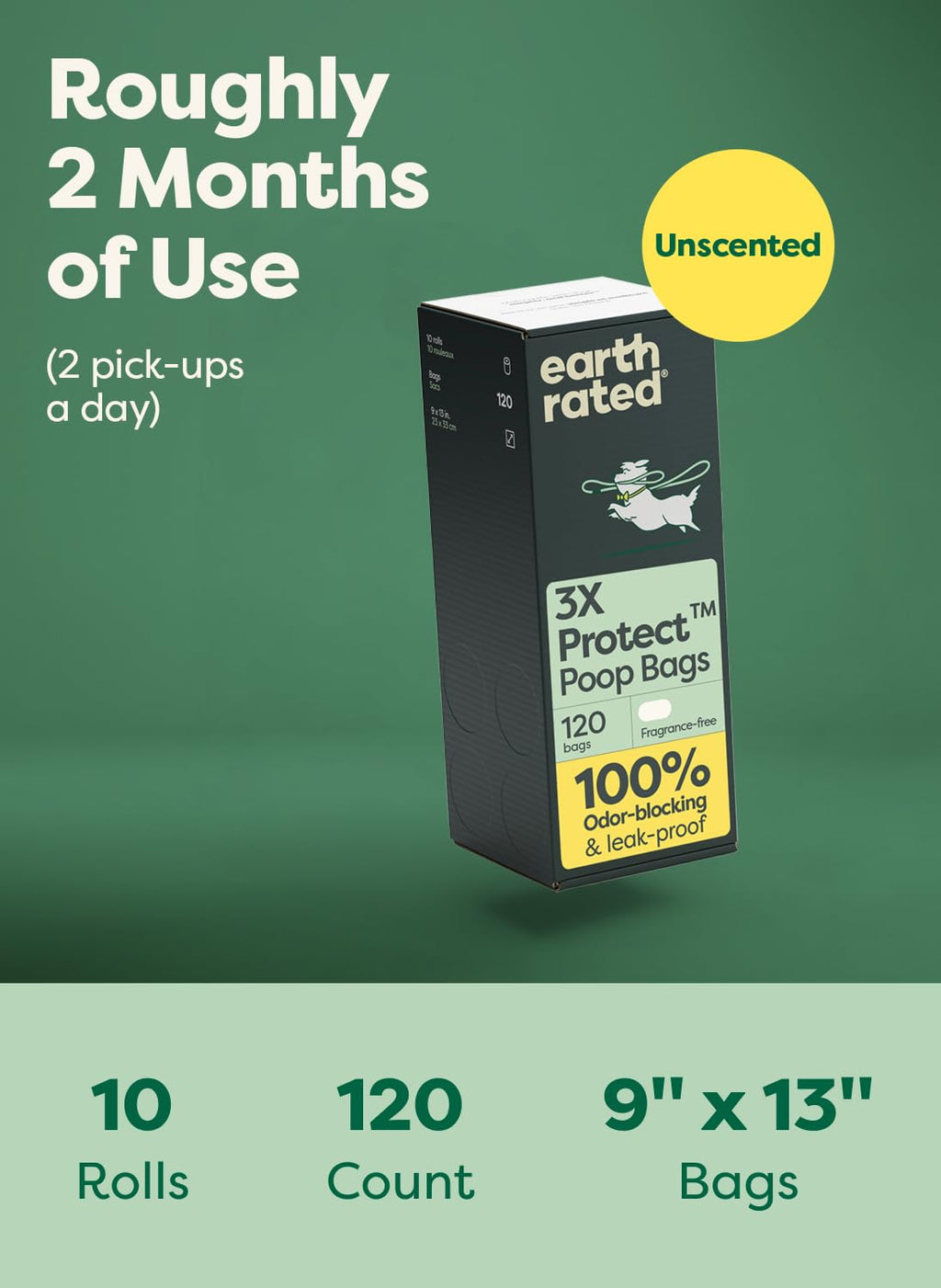 Earth Rated Dog Poop Bags on Refill Rolls, 270 Bags, Lavender