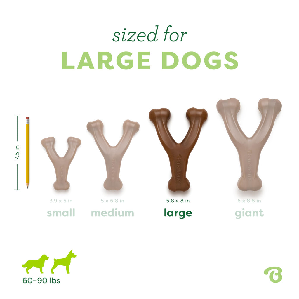 Benebone Wishbone Dog Chew Toy for Aggressive Chewers, Real Bacon, Medium