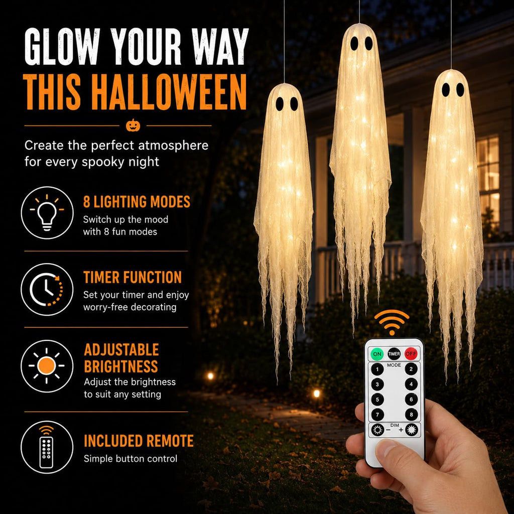 2 Pack 5 Ft Large Light Up Ghost Decor - Halloween Decorations Outdoor