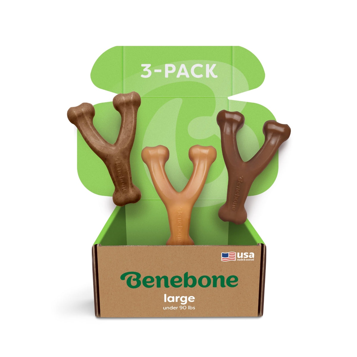 Benebone Wishbone Dog Chew Toy for Aggressive Chewers, Real Bacon, Medium