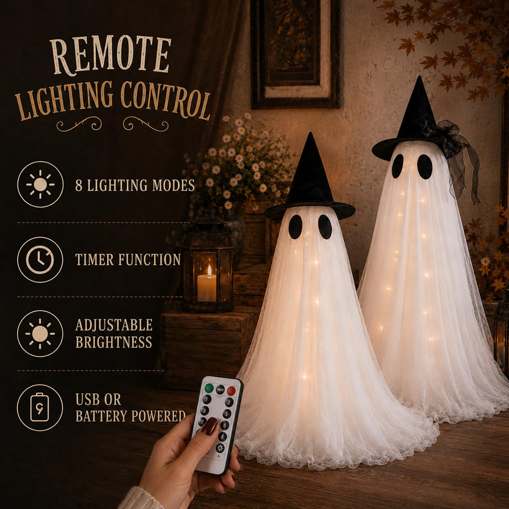 2 Pack 5 Ft Large Light Up Ghost Decor - Halloween Decorations Outdoor