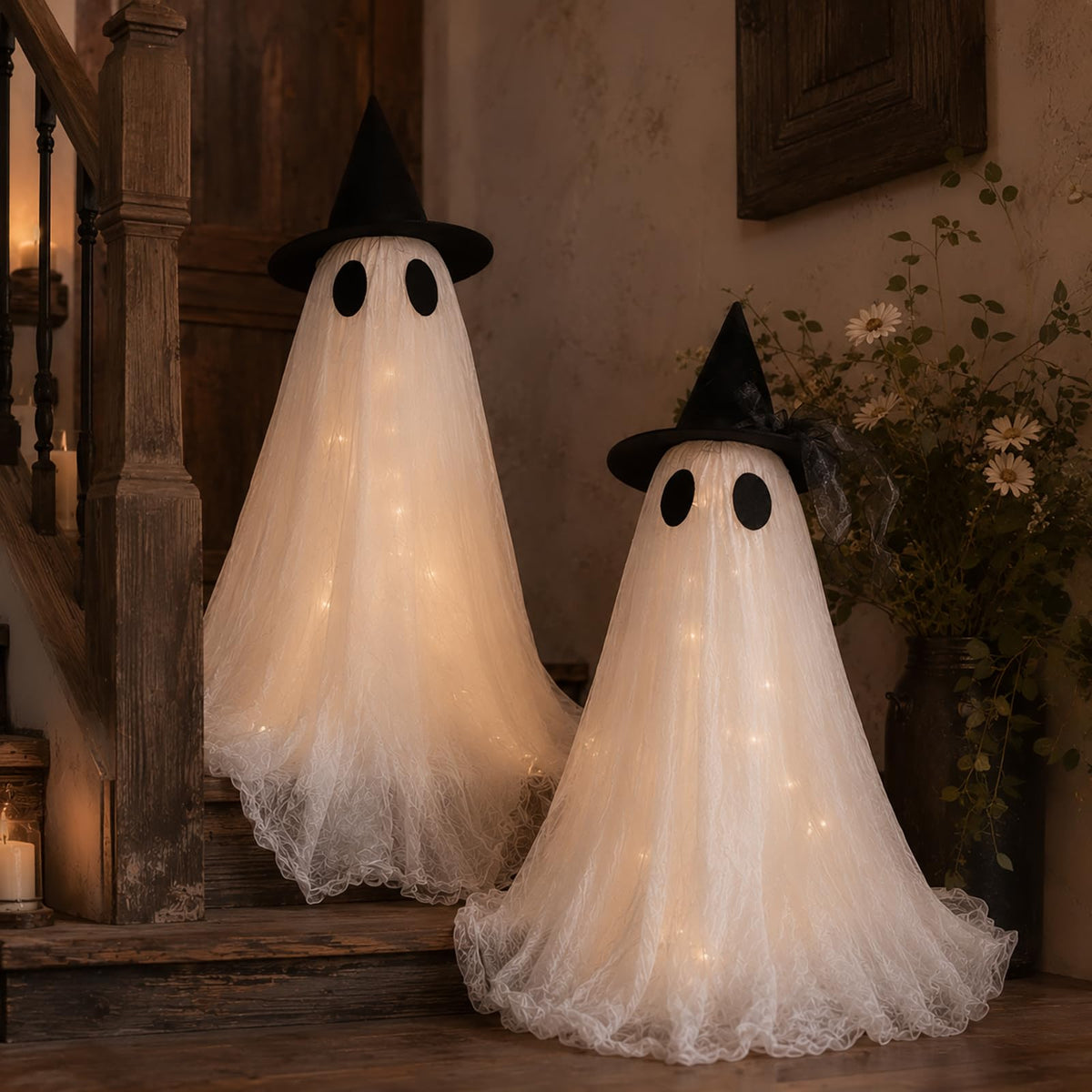 2 Pack 5 Ft Large Light Up Ghost Decor - Halloween Decorations Outdoor