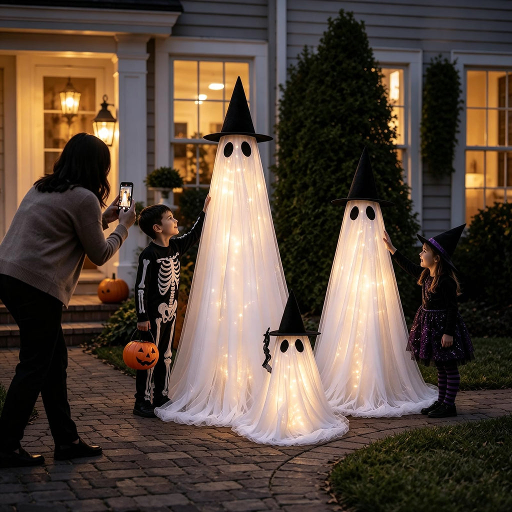 2 Pack 5 Ft Large Light Up Ghost Decor - Halloween Decorations Outdoor