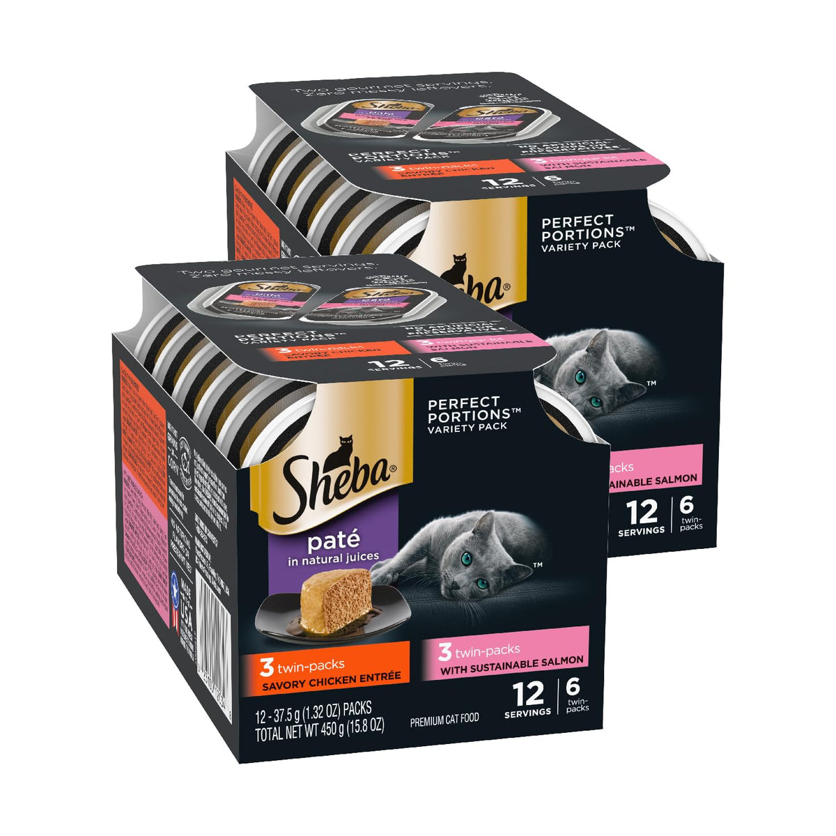 Sheba Perfect Portions Pate Wet Cat Food, Seafood Variety, 2.6 oz, 24 ct