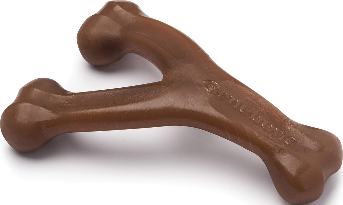 Benebone Wishbone Dog Chew Toy for Aggressive Chewers, Real Bacon, Medium