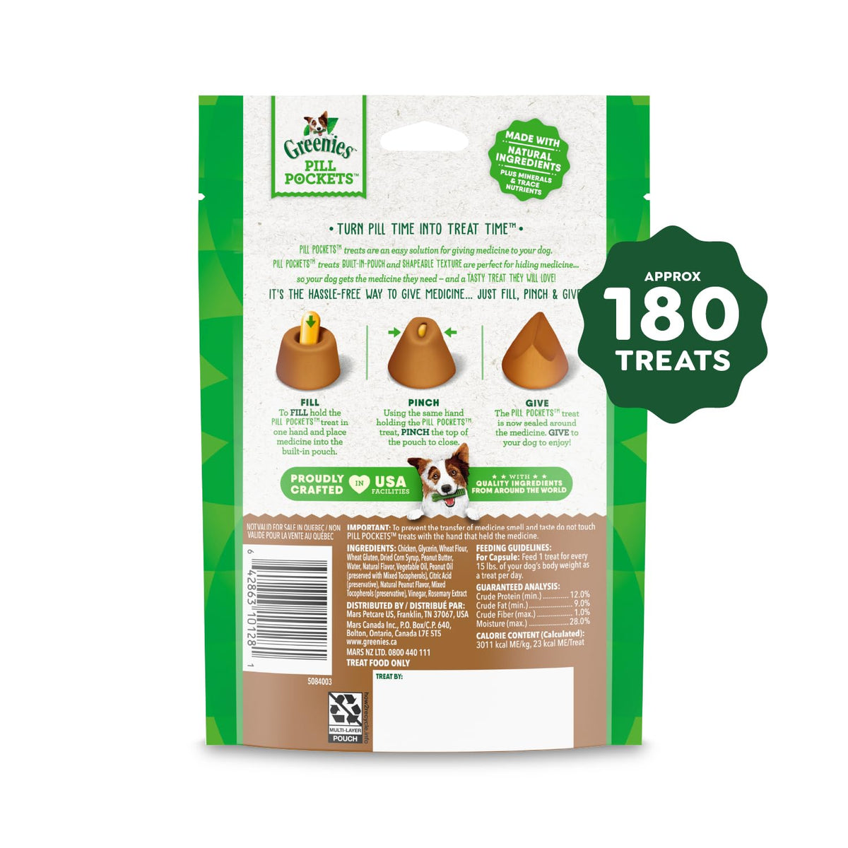 Greenies Pill Pockets Large Size Dog Treats, Peanut Butter, 15.8 oz
