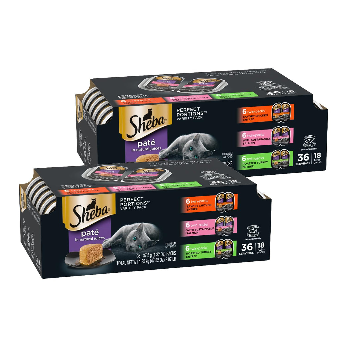 Sheba Perfect Portions Pate Wet Cat Food, Seafood Variety, 2.6 oz, 24 ct