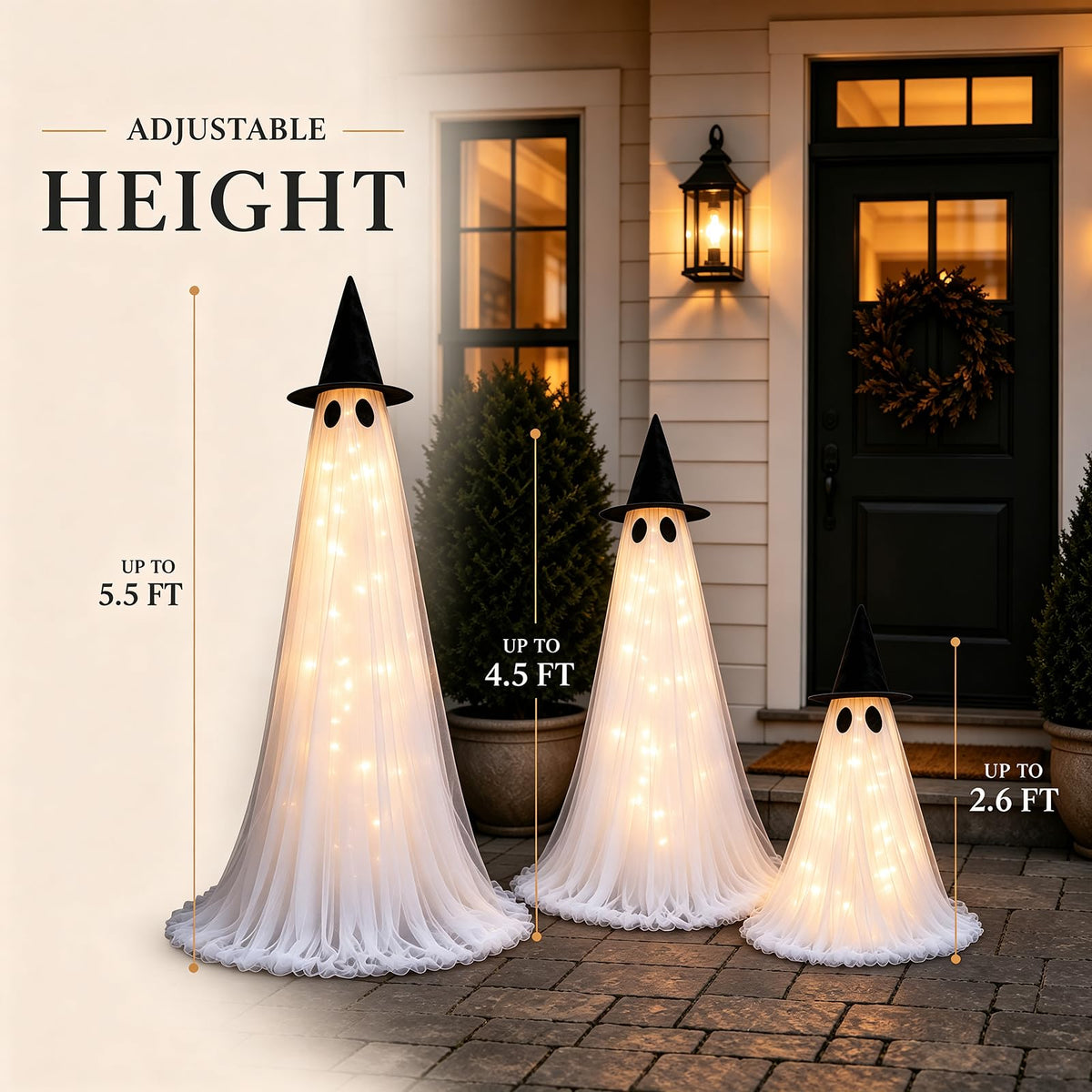 2 Pack 5 Ft Large Light Up Ghost Decor - Halloween Decorations Outdoor