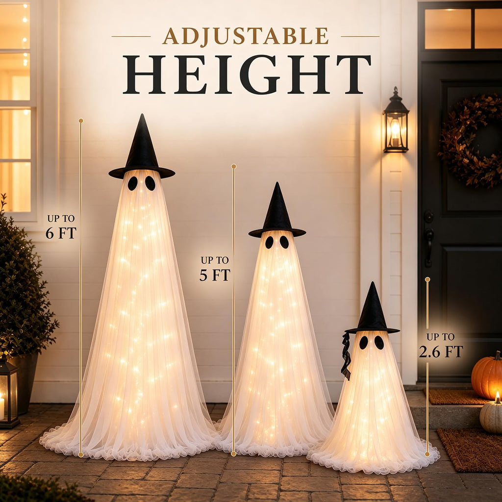 2 Pack 5 Ft Large Light Up Ghost Decor - Halloween Decorations Outdoor