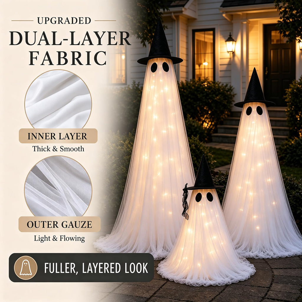 2 Pack 5 Ft Large Light Up Ghost Decor - Halloween Decorations Outdoor