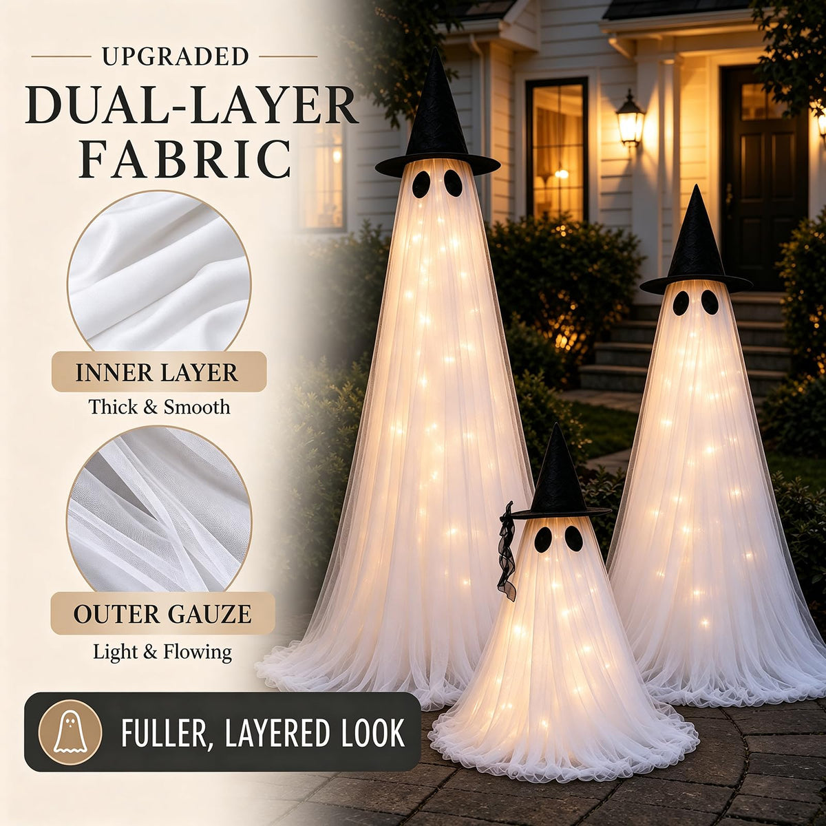 2 Pack 5 Ft Large Light Up Ghost Decor - Halloween Decorations Outdoor
