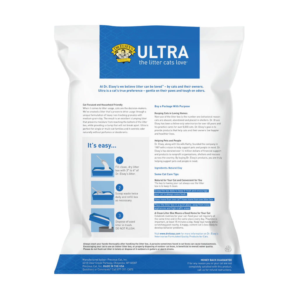 Dr. Elsey's Ultra UnScented Clumping Clay Cat Litter 40 lb. Bag