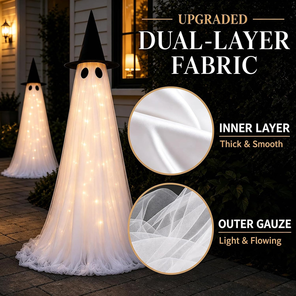 2 Pack 5 Ft Large Light Up Ghost Decor - Halloween Decorations Outdoor