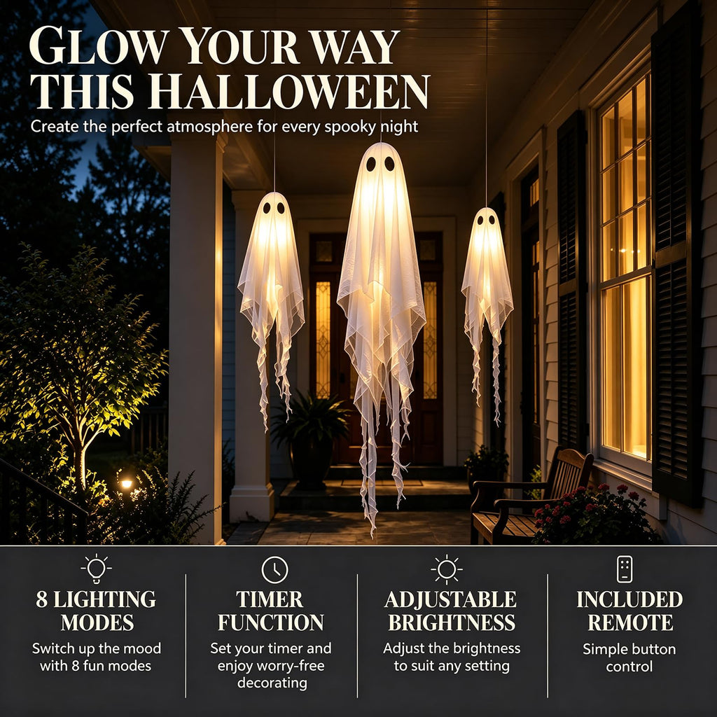 2 Pack 5 Ft Large Light Up Ghost Decor - Halloween Decorations Outdoor
