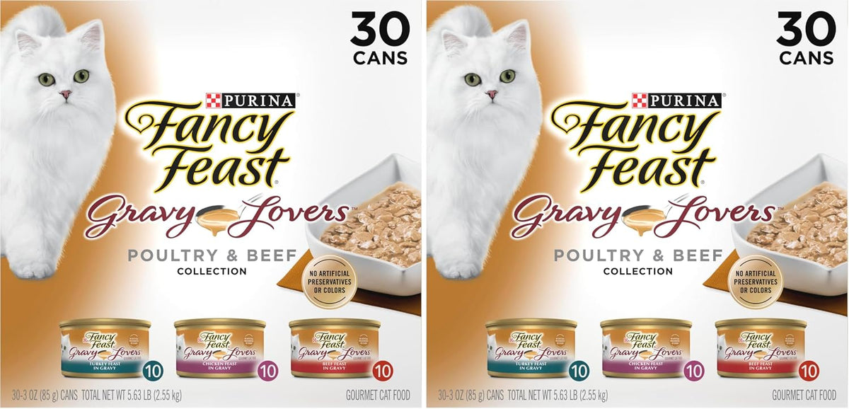 Purina Fancy Feast Gravy Lovers Wet Cat Food, 3 oz Cans, 30-Pack