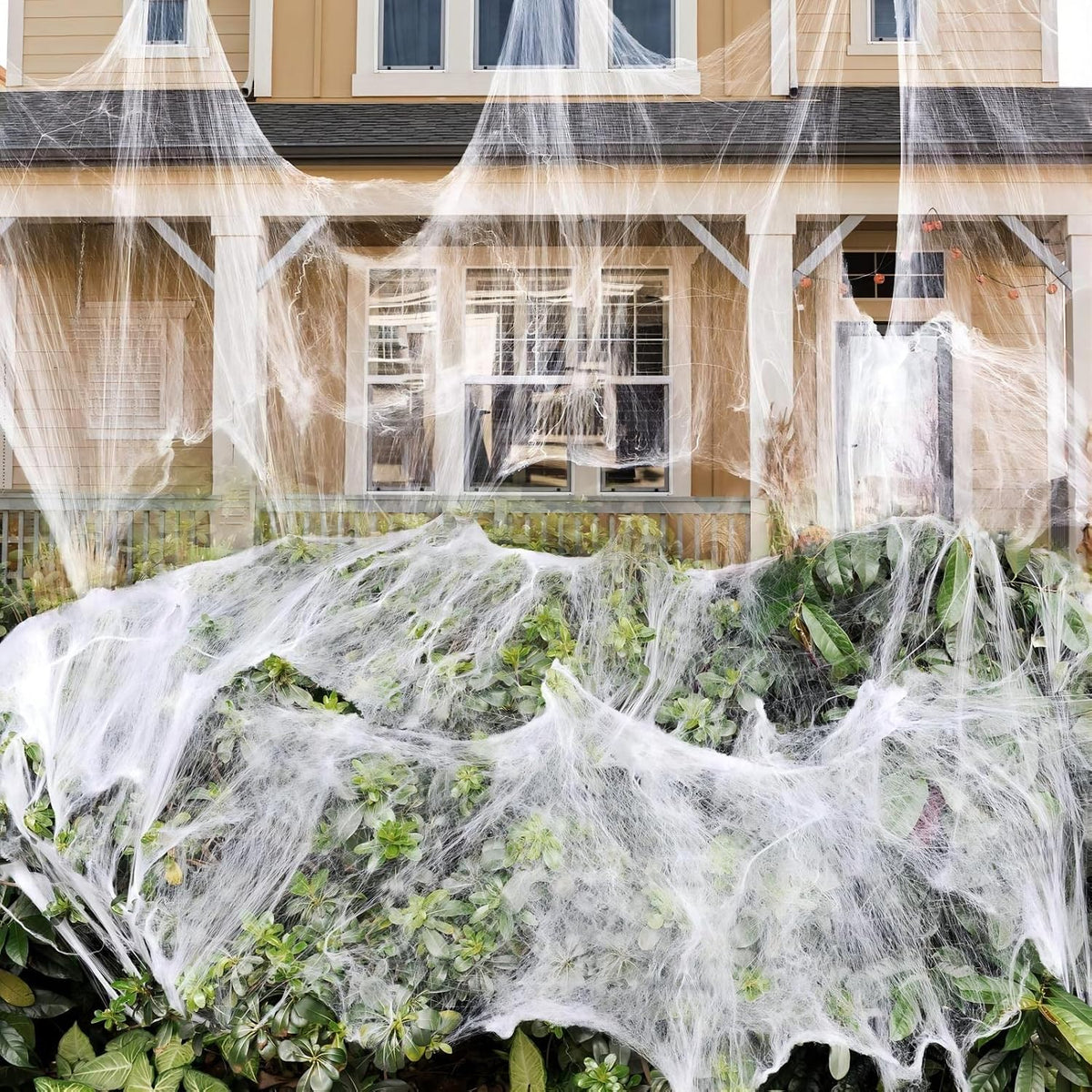 300 sqft Spider Webs Halloween Decorations Bonus with 10 Fake Spiders, Super Stretch Cobwebs for Halloween Indoor and Outdoor Party Supplies