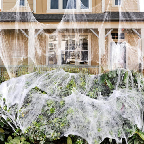 300 sqft Spider Webs Halloween Decorations Bonus with 10 Fake Spiders, Super Stretch Cobwebs for Halloween Indoor and Outdoor Party Supplies