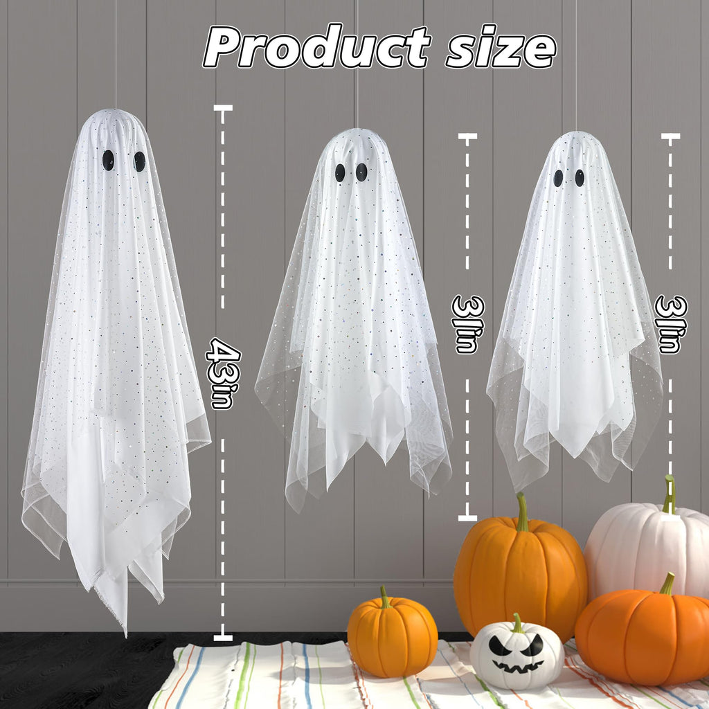 AYGXU 2pcs Halloween Decorations Indoor,Ghost Decor with String Lights Remote Control,Halloween Party Decorations,Spooky Ghost Light for Home Table Room Kitchen Office