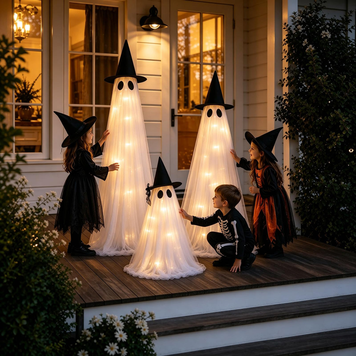 2 Pack 5 Ft Large Light Up Ghost Decor - Halloween Decorations Outdoor