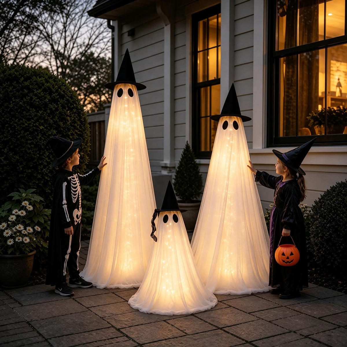 2 Pack 5 Ft Large Light Up Ghost Decor - Halloween Decorations Outdoor