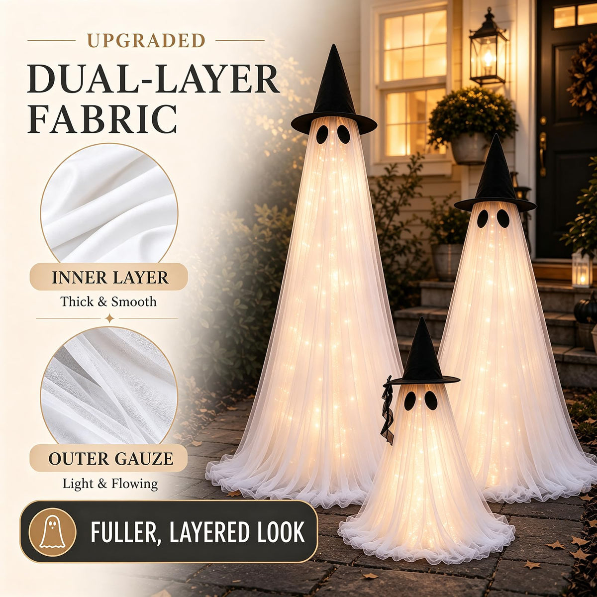 2 Pack 5 Ft Large Light Up Ghost Decor - Halloween Decorations Outdoor