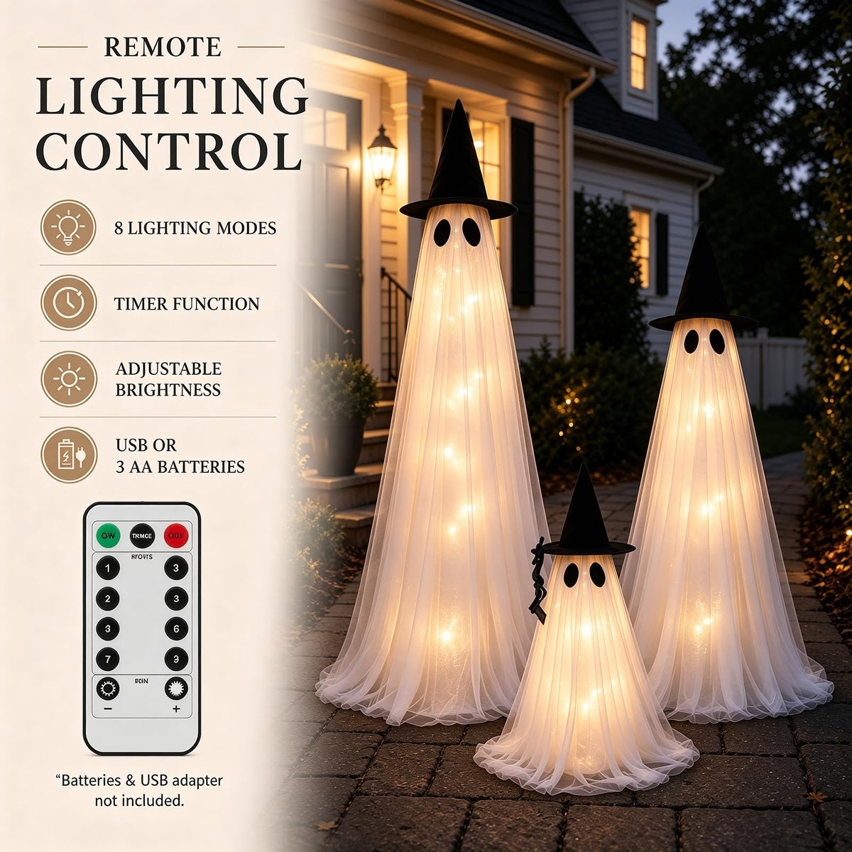 2 Pack 5 Ft Large Light Up Ghost Decor - Halloween Decorations Outdoor