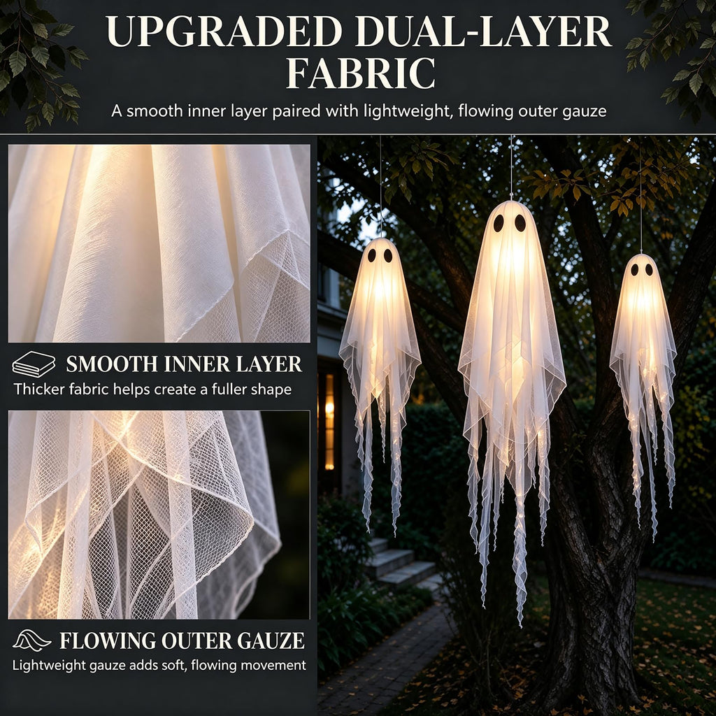 2 Pack 5 Ft Large Light Up Ghost Decor - Halloween Decorations Outdoor