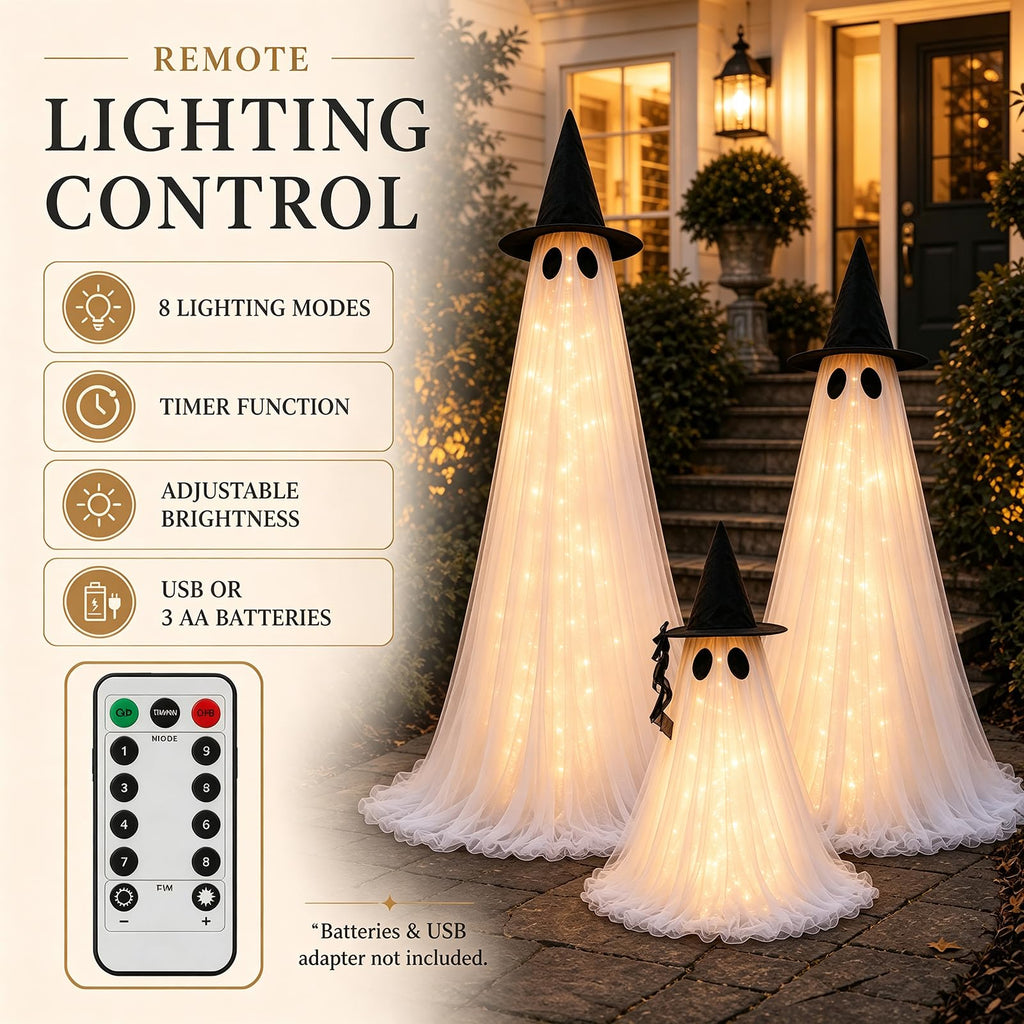 2 Pack 5 Ft Large Light Up Ghost Decor - Halloween Decorations Outdoor
