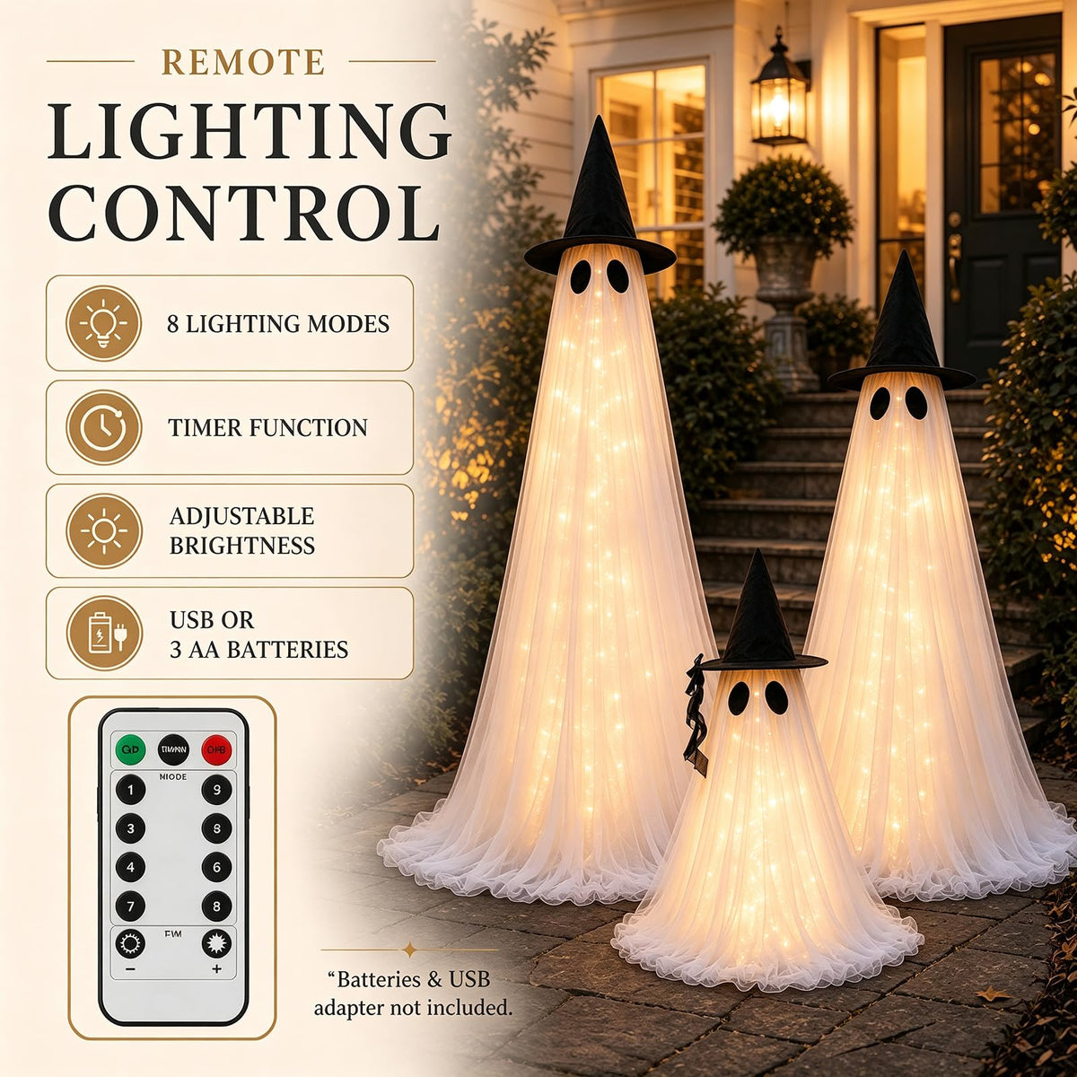 2 Pack 5 Ft Large Light Up Ghost Decor - Halloween Decorations Outdoor