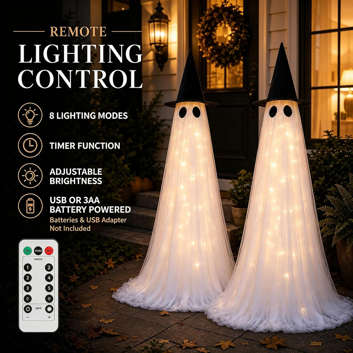 2 Pack 5 Ft Large Light Up Ghost Decor - Halloween Decorations Outdoor