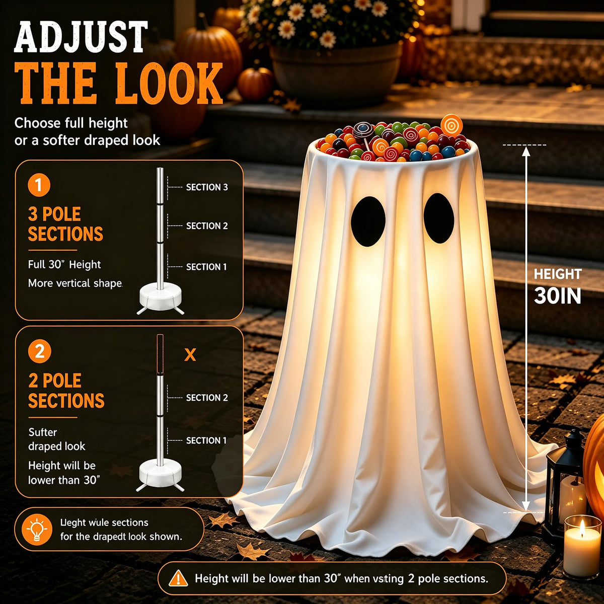 2 Pack 5 Ft Large Light Up Ghost Decor - Halloween Decorations Outdoor