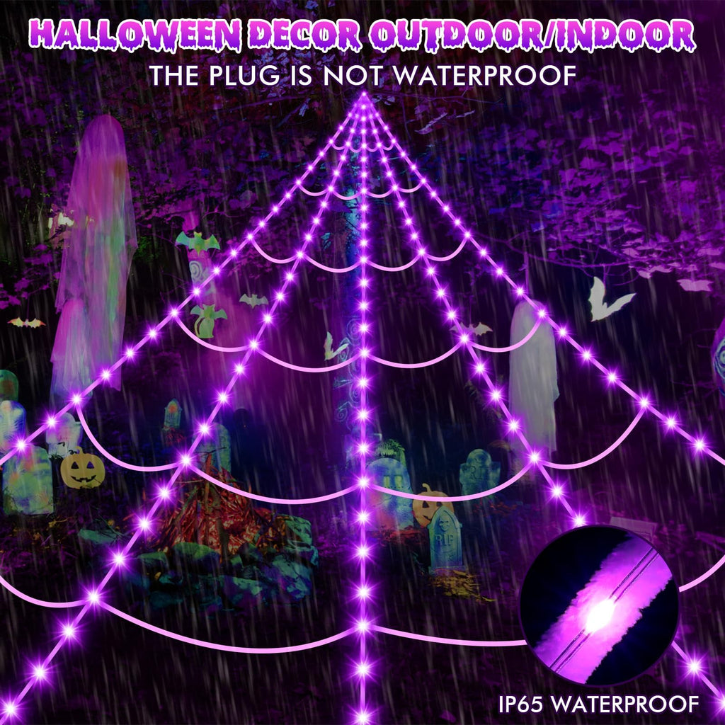 OCATO 200" Halloween Decorations Spider Web Lights Outdoor +59" Fake Spider