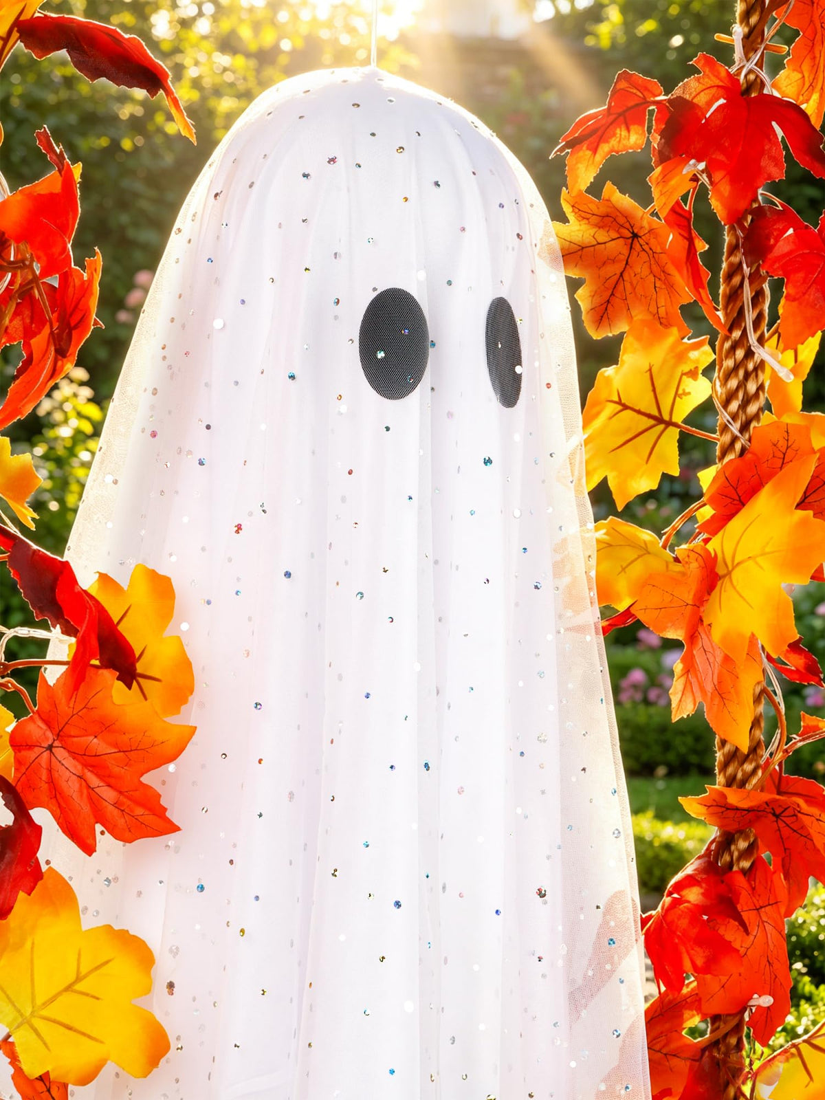 AYGXU 2pcs Halloween Decorations Indoor,Ghost Decor with String Lights Remote Control,Halloween Party Decorations,Spooky Ghost Light for Home Table Room Kitchen Office