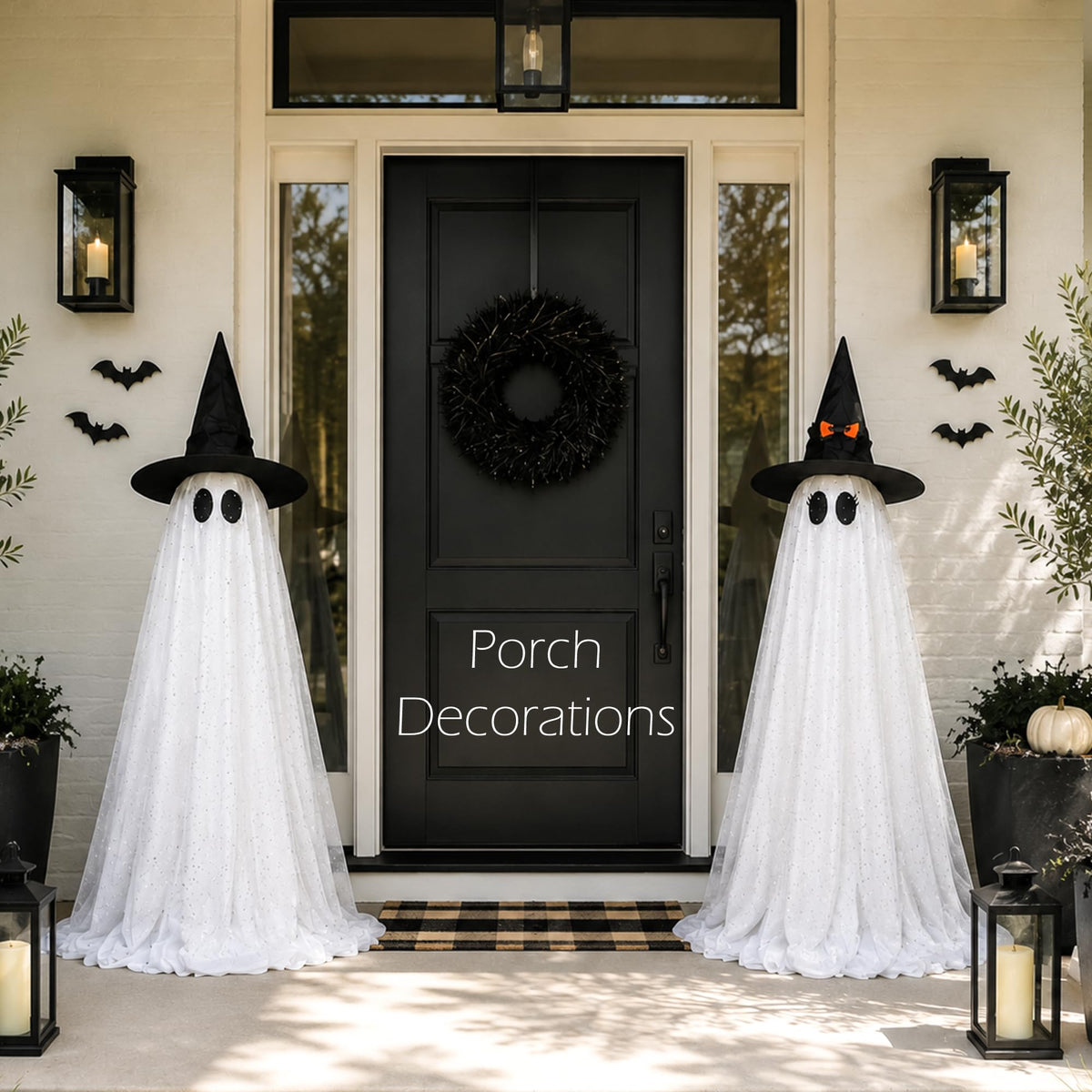 AYGXU 2pcs Halloween Decorations Indoor,Ghost Decor with String Lights Remote Control,Halloween Party Decorations,Spooky Ghost Light for Home Table Room Kitchen Office
