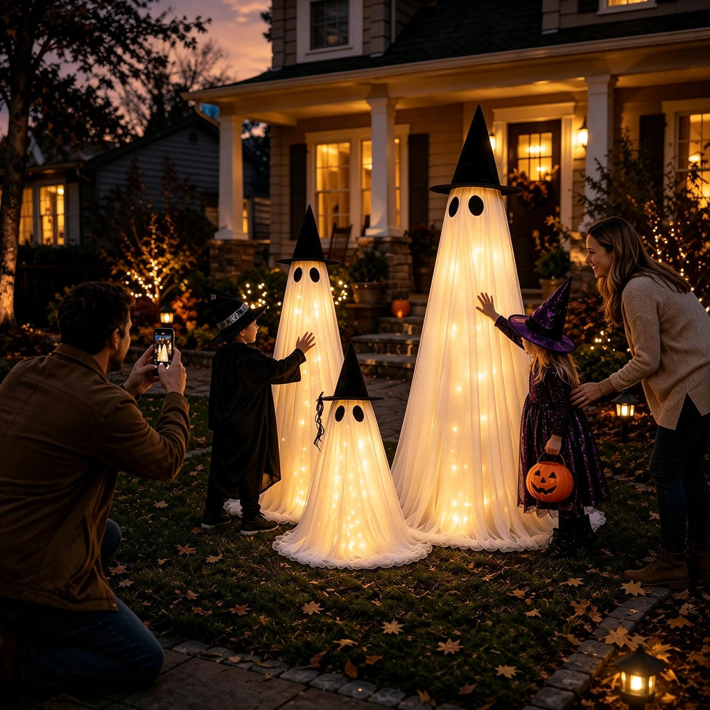 2 Pack 5 Ft Large Light Up Ghost Decor - Halloween Decorations Outdoor