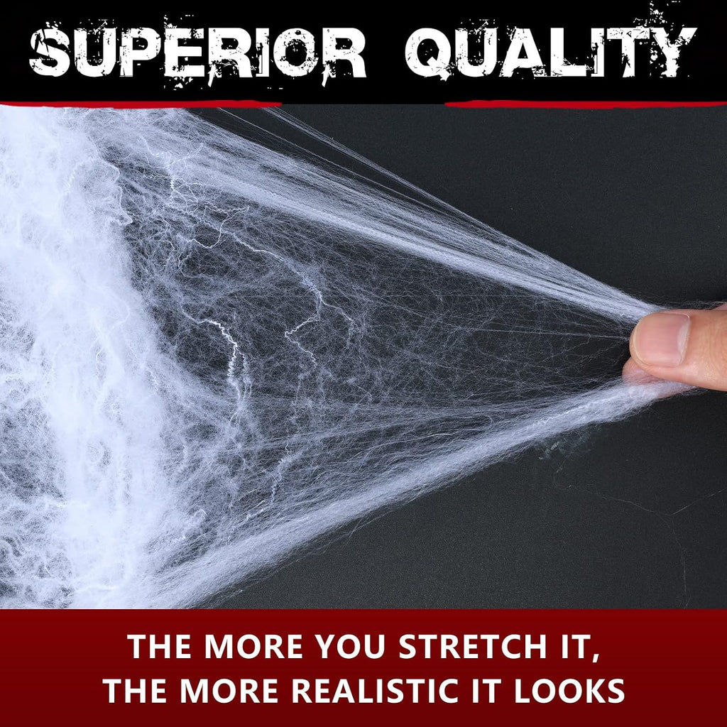 300 sqft Spider Webs Halloween Decorations Bonus with 10 Fake Spiders, Super Stretch Cobwebs for Halloween Indoor and Outdoor Party Supplies