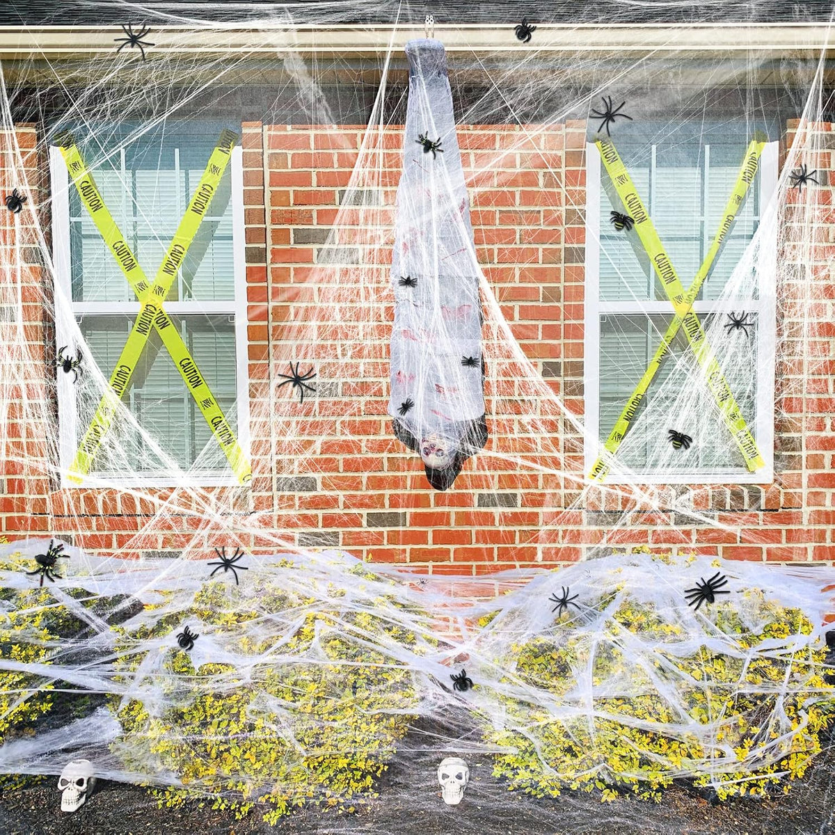 300 sqft Spider Webs Halloween Decorations Bonus with 10 Fake Spiders, Super Stretch Cobwebs for Halloween Indoor and Outdoor Party Supplies