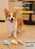 Blue fish-shaped silicone dog treat toy