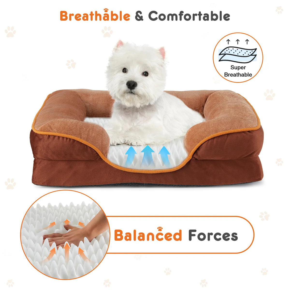 Memory foam pet bed in brown